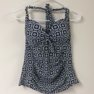 Merona Navy and white tankini top, size medium